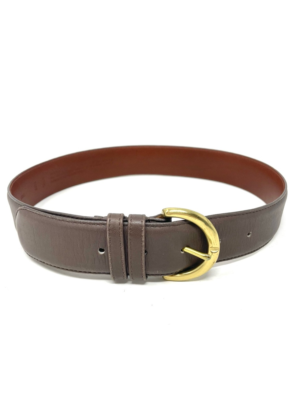 Vintage Coach Belt, Taupe Genuine Leather Brass Half Moon Buckle, Women's Small